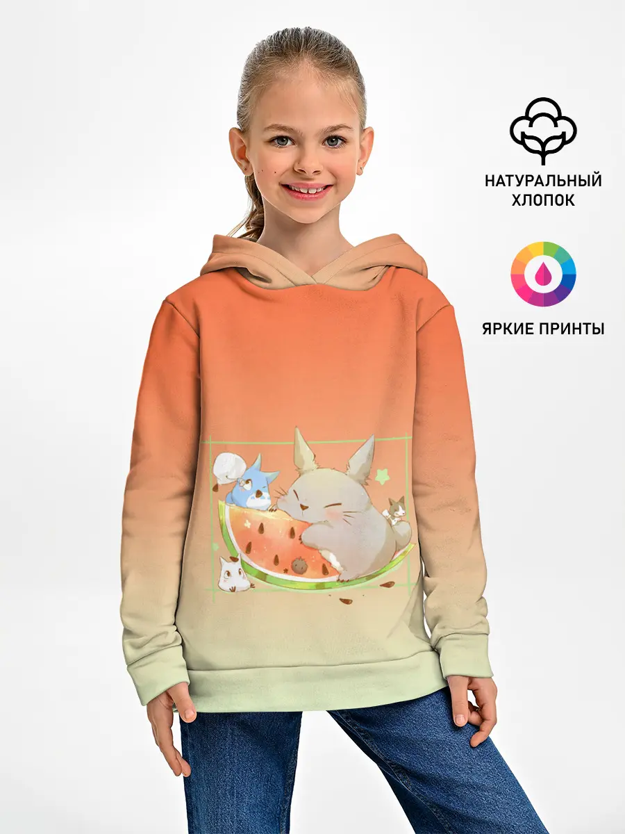 Детское худи / Семейство Тоторо ест арбуз