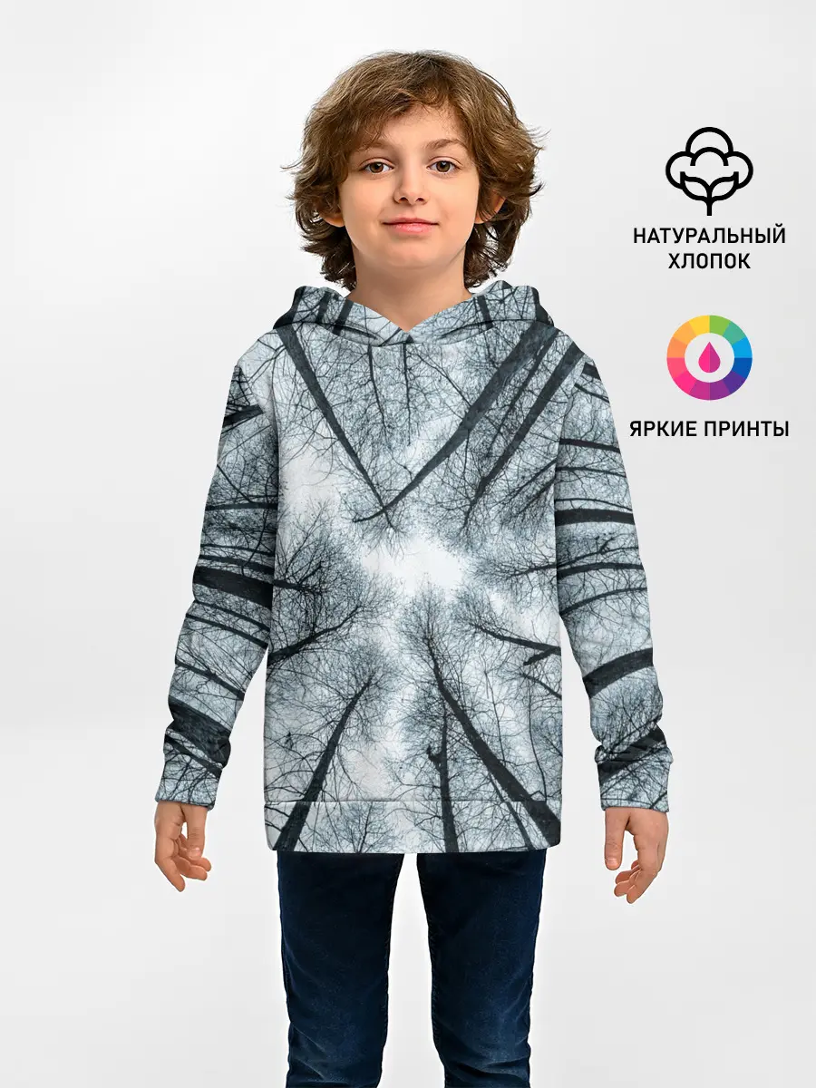 Детское худи / Деревья вид снизу мрачный