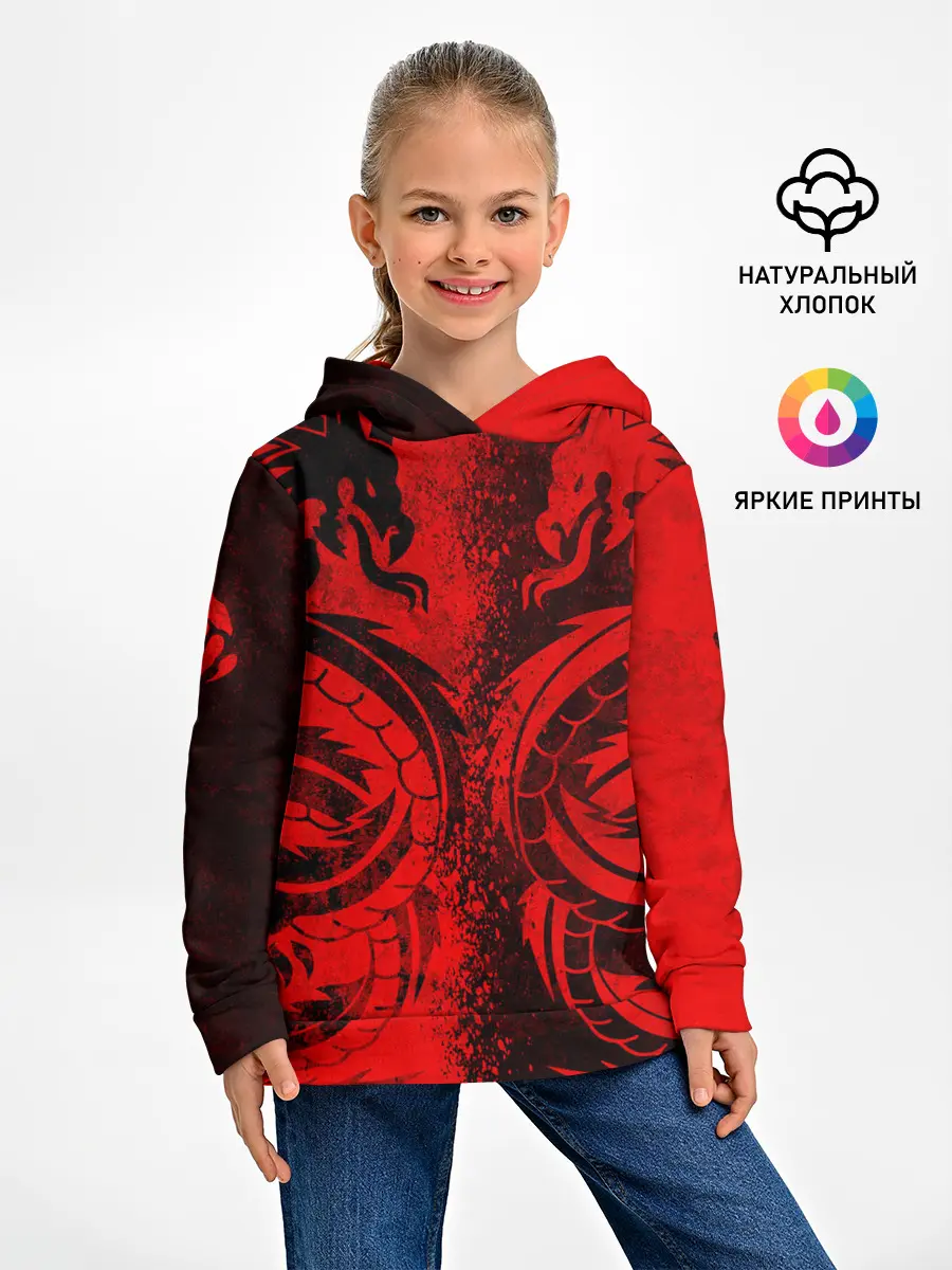 Детское худи / BLACK RED DRAGONS TATOO