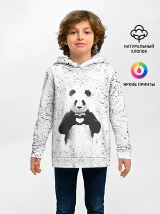 Детское худи / Панда Любовь Сердце Брызги