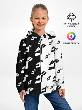 Детское худи / Паттерн ДжоДжо черно-белый