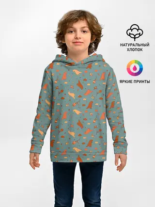 Детское худи / детский принт с динозаврами и звездами