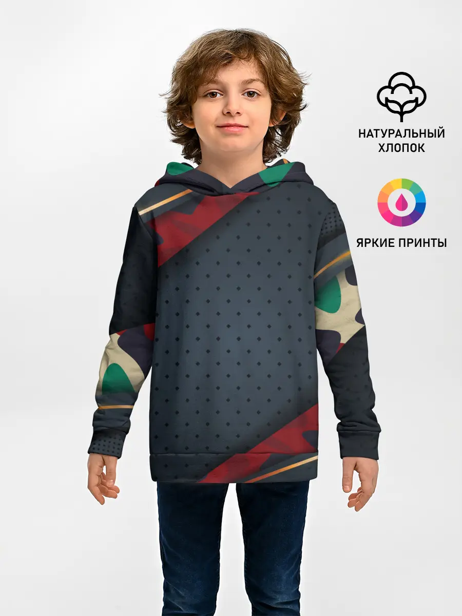 Детское худи / 3D Dark red & black