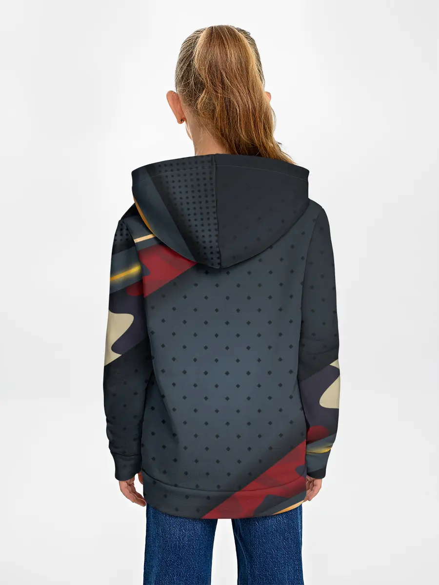 Детское худи / 3D Dark red & black