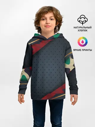 Детское худи / 3D Dark red & black