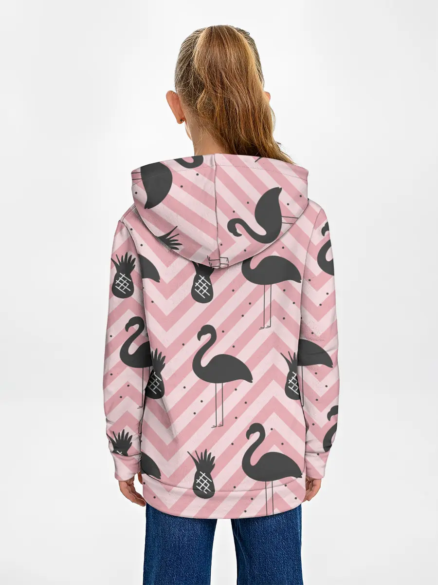 Детское худи / Черный фламинго