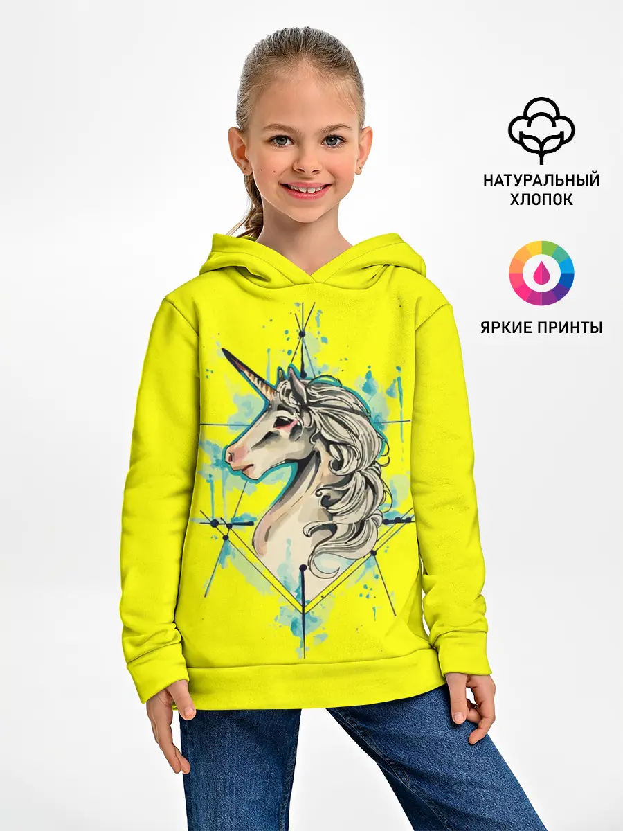 Детское худи / Единорог Yellow Unicorn