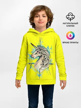 Детское худи / Единорог Yellow Unicorn