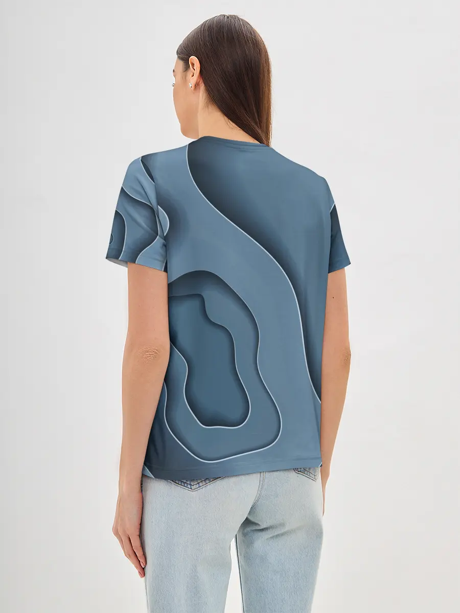 Женская базовая футболка / Абстракция бумажные волны