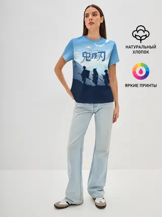 Женская базовая футболка / Клинок, рассекающий демонов в горах