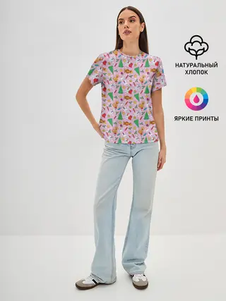 Женская базовая футболка / Новогодние Зверюшки