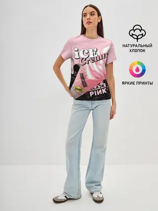 Женская базовая футболка / BLACKPINK ICE CREAM