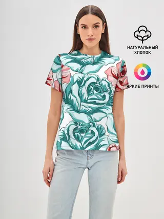 Женская базовая футболка / Розы