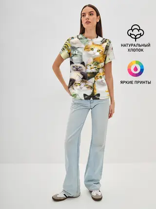 Женская базовая футболка / КОТЫ