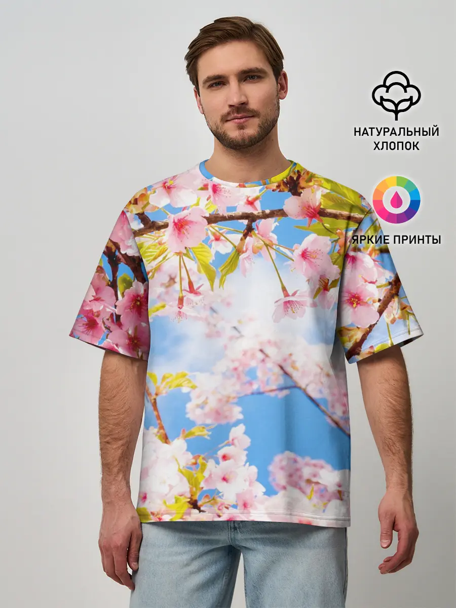 Мужская футболка оверсайз / Сакура