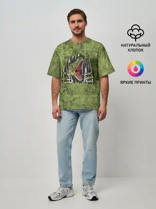 Мужская футболка оверсайз / Динозавр из груди | Dino