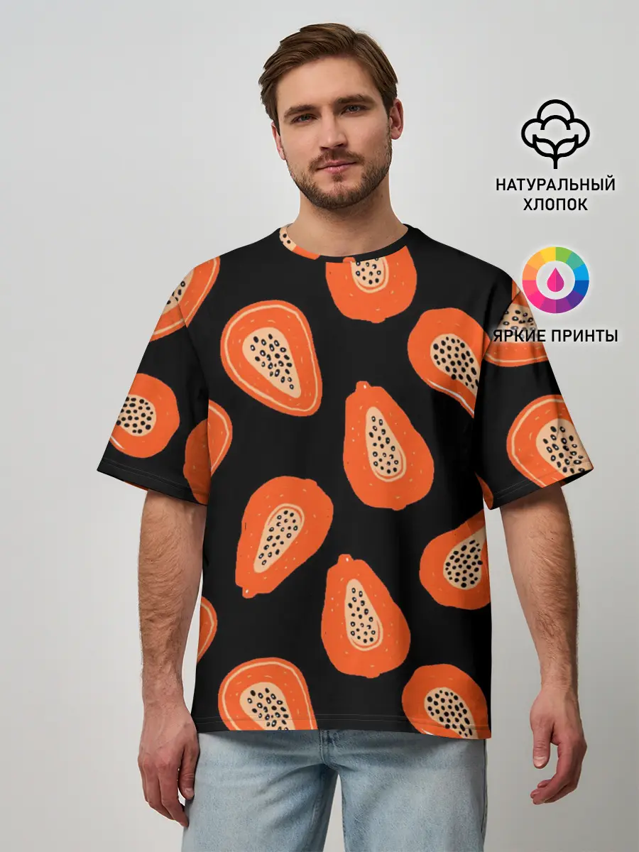 Мужская футболка оверсайз / Папайя