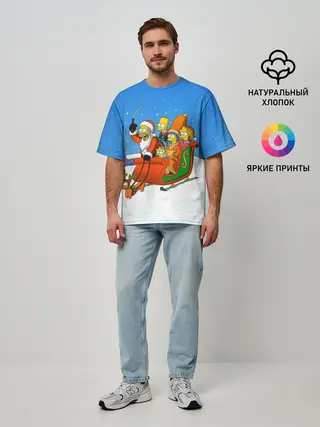 Мужская футболка оверсайз / Simpsons New Year