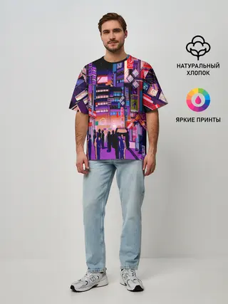 Мужская футболка оверсайз / Переулок Токио