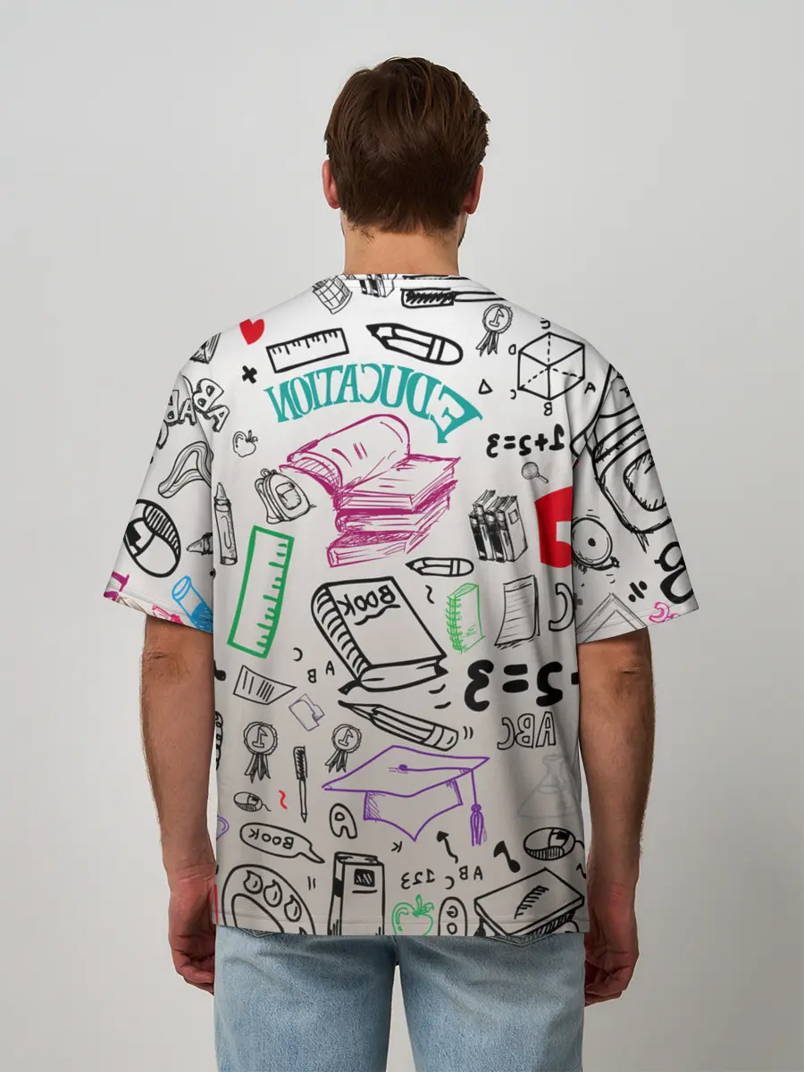 Мужская футболка оверсайз / учеба узор