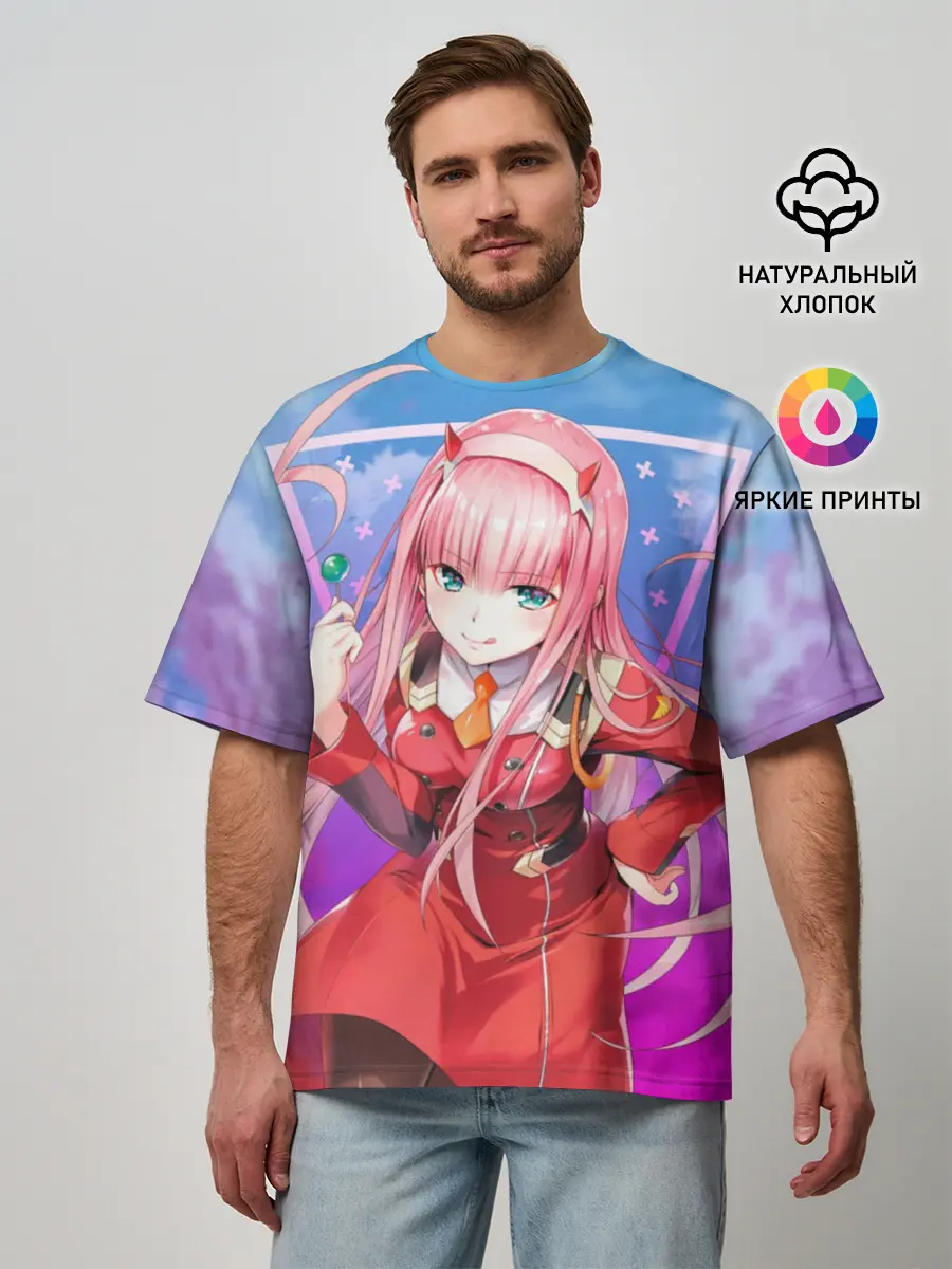 Мужская футболка оверсайз / Darling in the Franxx