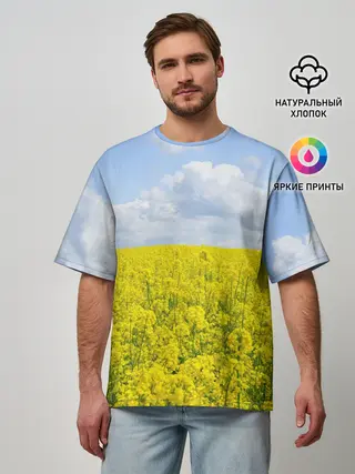 Мужская футболка оверсайз / Желтый цвет весны