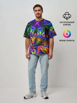 Мужская футболка оверсайз / ФРАКТАЛЬНЫЙ НЕОН