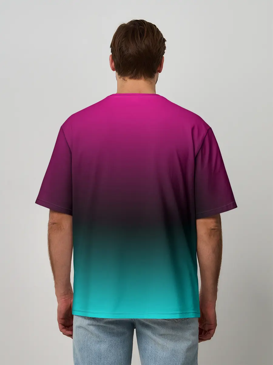 Мужская футболка оверсайз / РЕТРО ЕДИНОРОГ НЕОН