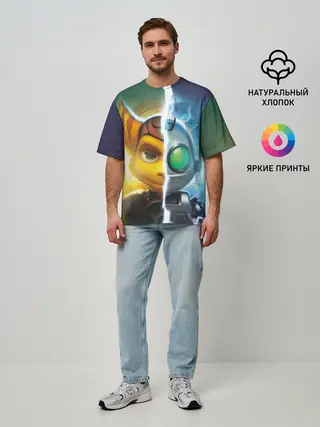 Мужская футболка оверсайз / Рэтчет и Кланr