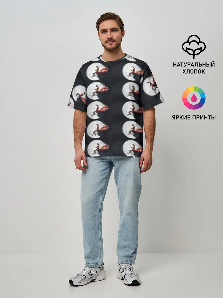 Мужская футболка оверсайз / Лунная девушка