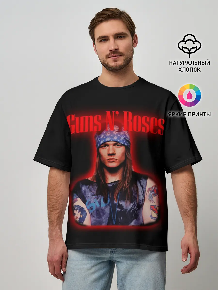 Мужская футболка оверсайз / Guns n roses + Спина