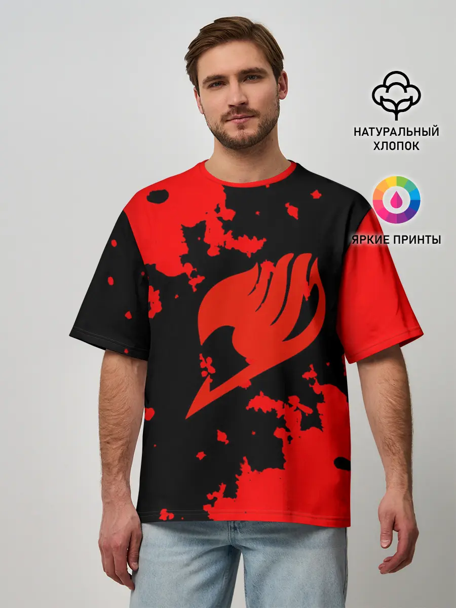 Мужская футболка оверсайз / Хвост Феи красные зоны