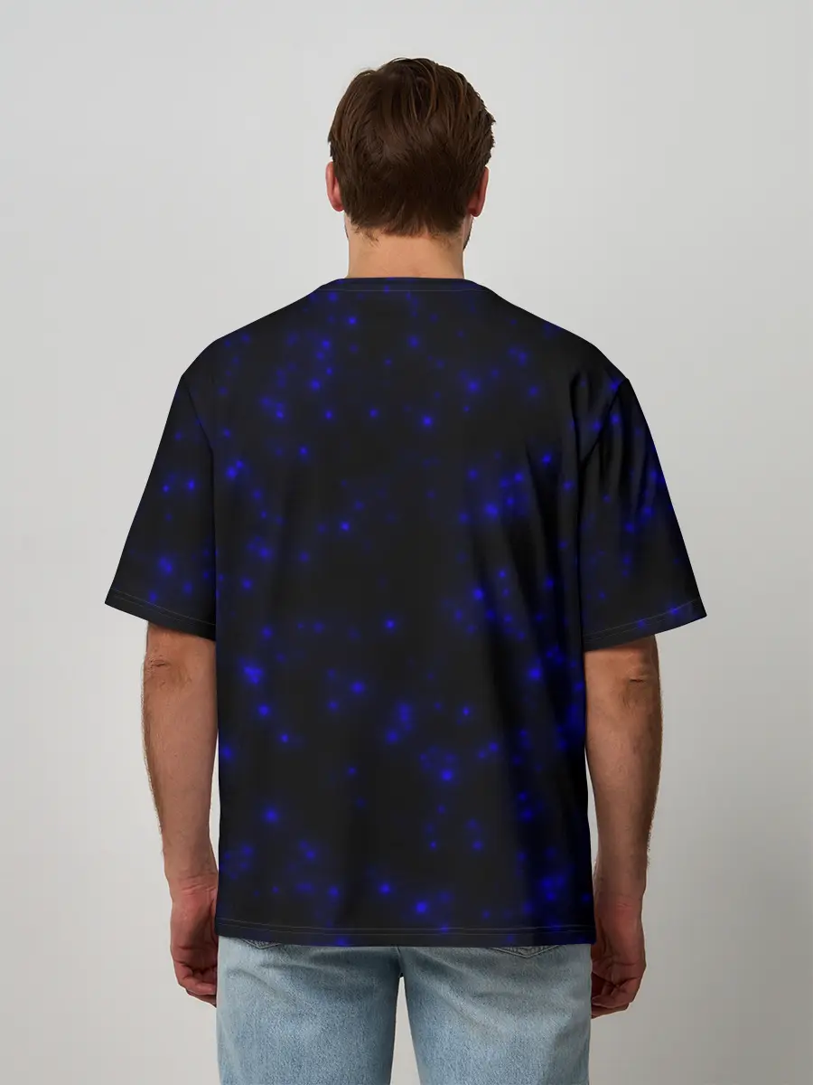 Мужская футболка оверсайз / Неоновые бабочки