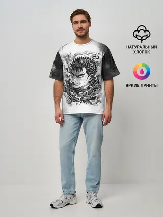 Мужская футболка оверсайз / Гатс акварель