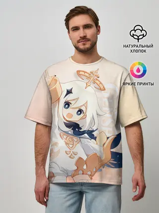 Мужская футболка оверсайз / Genshin Impact, Паймон