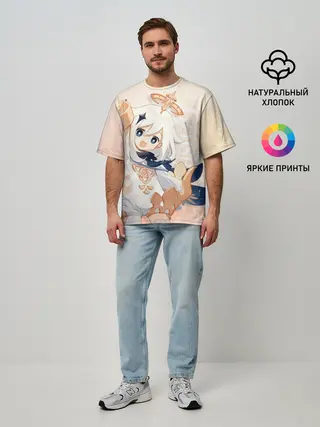 Мужская футболка оверсайз / Genshin Impact, Паймон