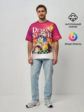 Мужская футболка оверсайз / КЛИНОК, РАССЕКАЮЩИЙ ДЕМОНОВ