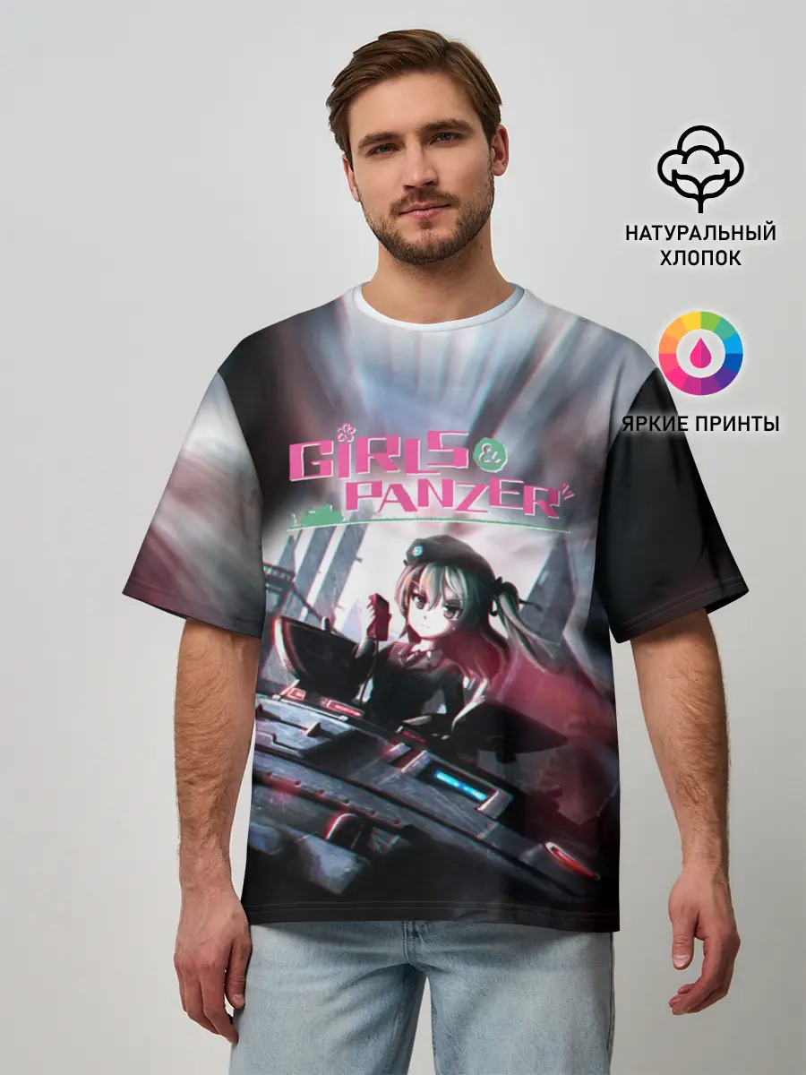 Мужская футболка оверсайз / Девушки и танки | Арису Симада