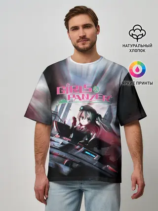 Мужская футболка оверсайз / Девушки и танки | Арису Симада