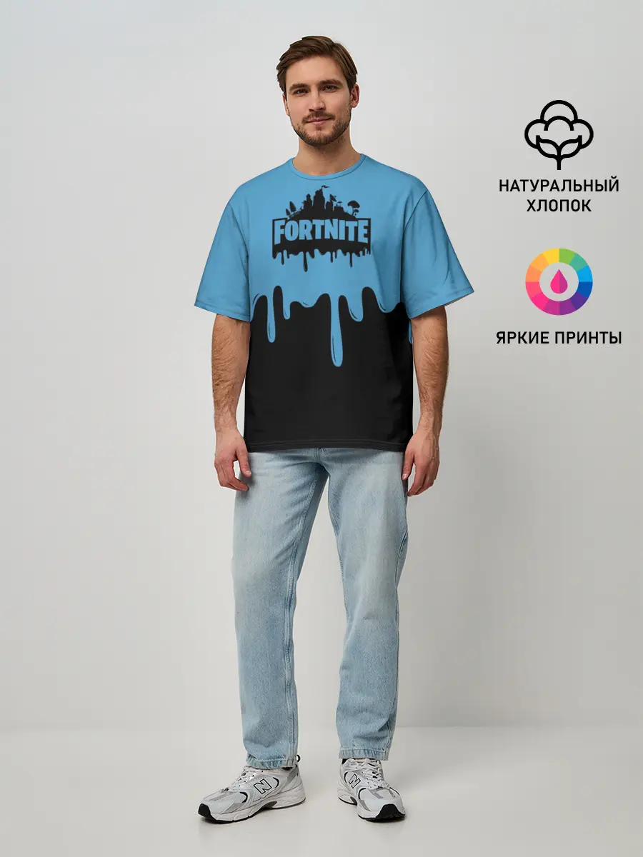 Мужская футболка оверсайз / FORTNITE - Black&Blue