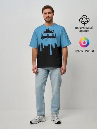 Мужская футболка оверсайз / FORTNITE - Black&Blue