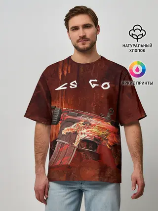 Мужская футболка оверсайз / CS GO M4A4 HOWI