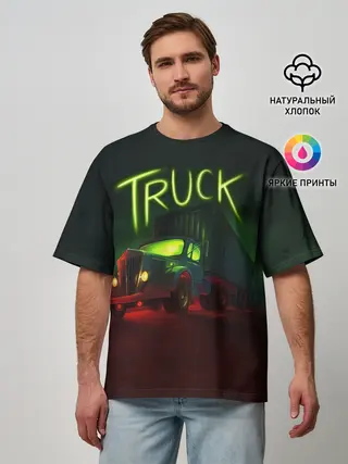Мужская футболка оверсайз / Truck neon