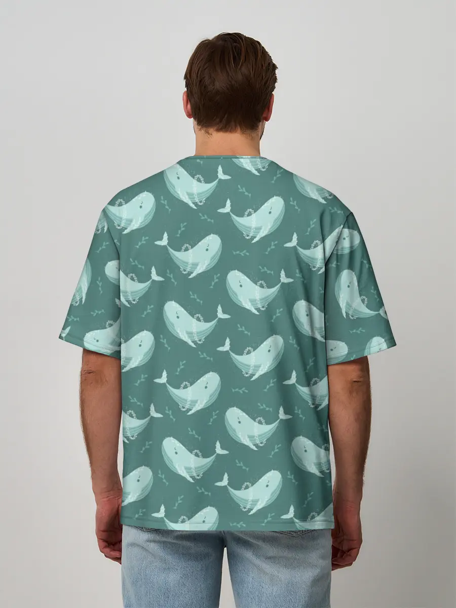 Мужская футболка оверсайз / Киты