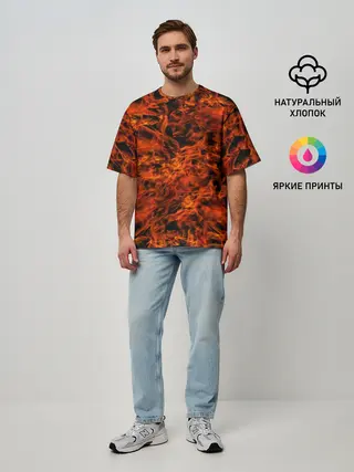 Мужская футболка оверсайз / Пламя
