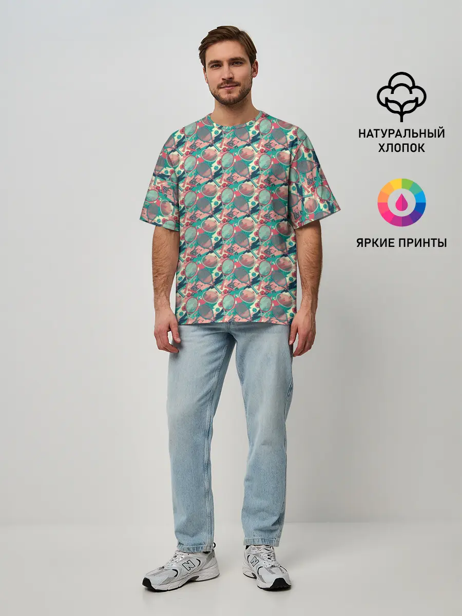 Мужская футболка оверсайз / Теннисные Ракетки