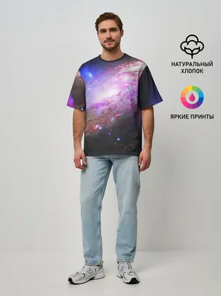 Мужская футболка оверсайз / Космическая спираль