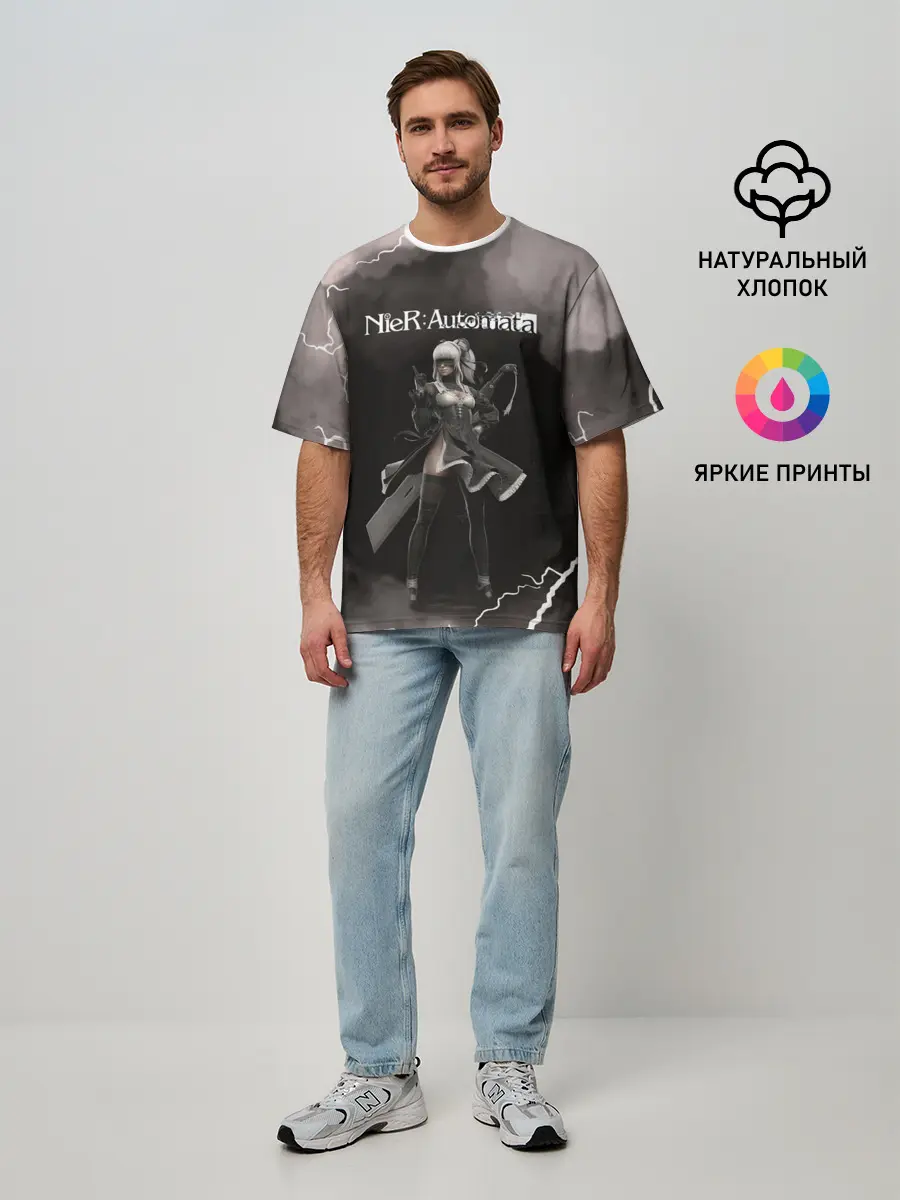 Мужская футболка оверсайз / 2B | Nier Automata