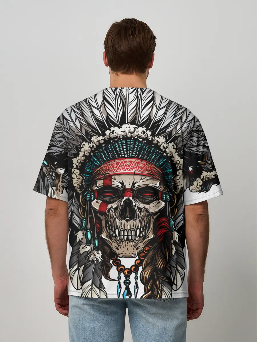 Мужская футболка оверсайз / Череп индейца