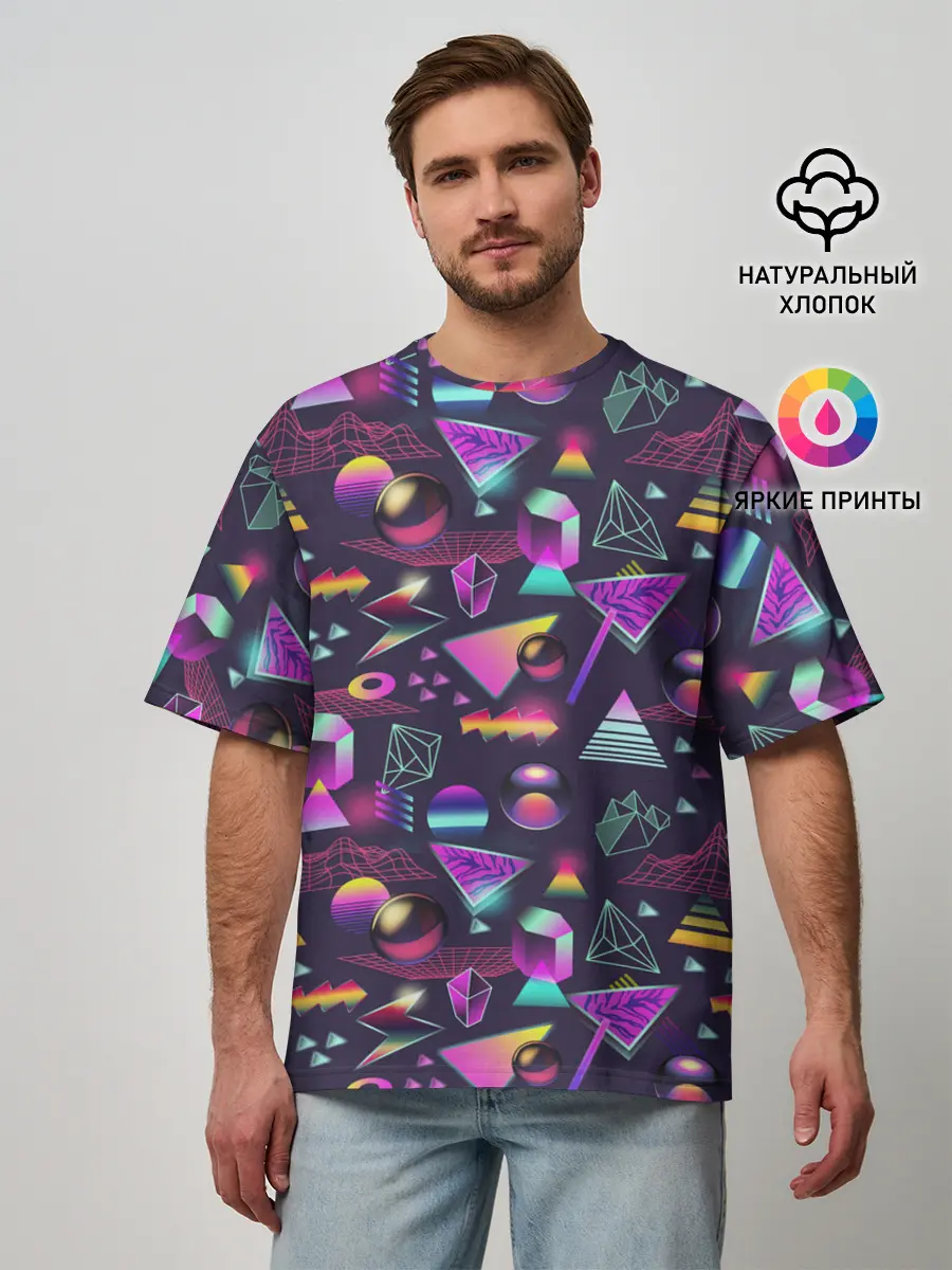 Мужская футболка оверсайз / Vaporwave art